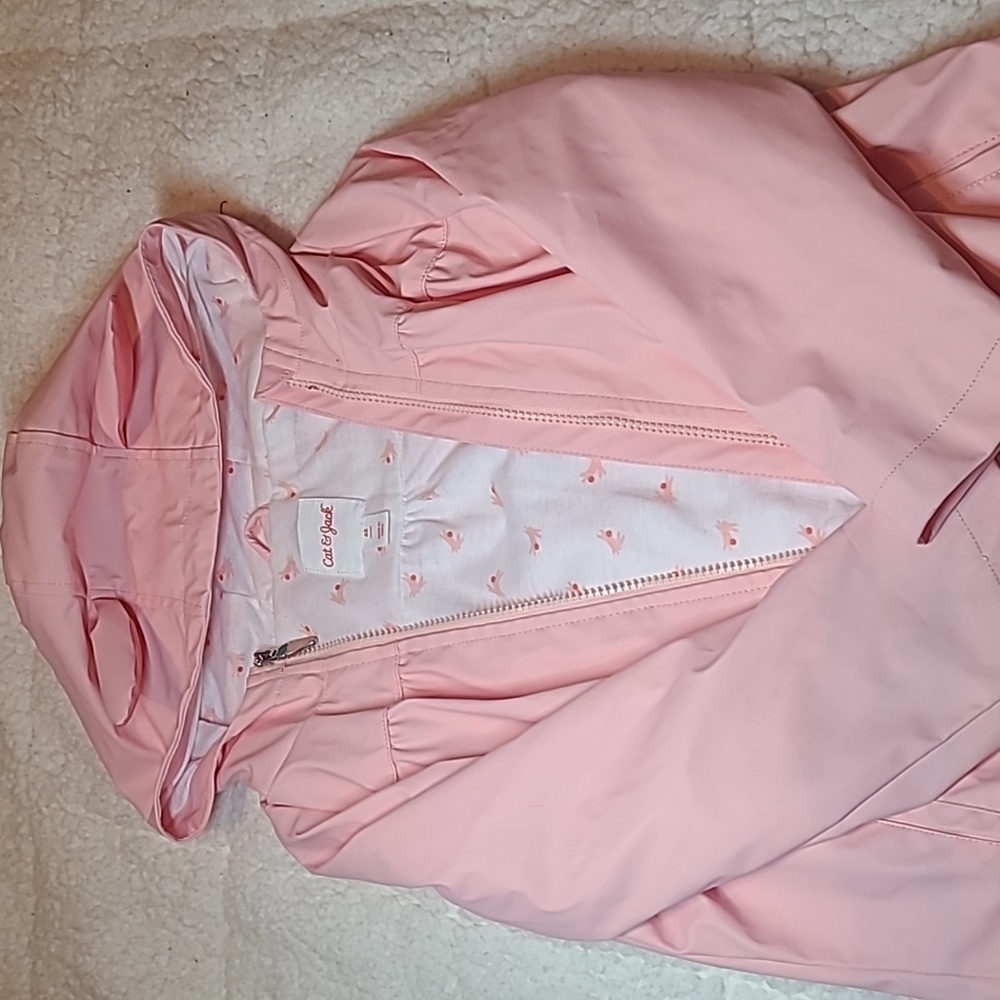 Cat and jack pink bunny rain jacket for kids, size 6x